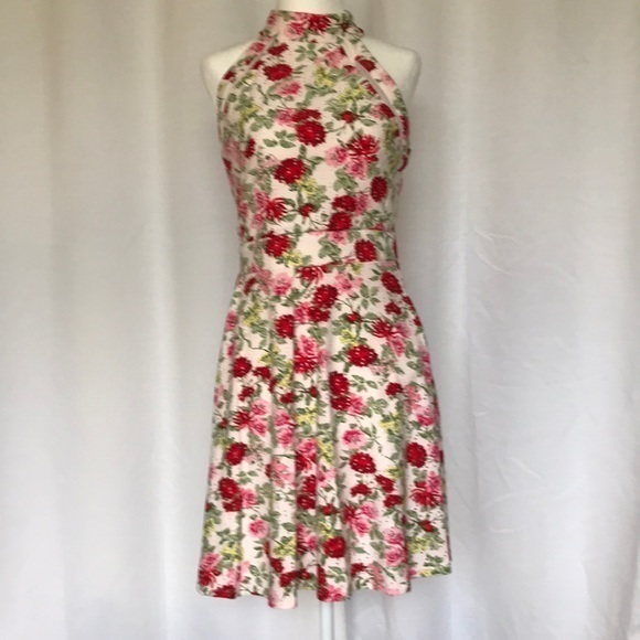 As U Wish Dresses & Skirts - New As U Wish junior floral print eyelet halter, fit & flare dress Sz 5/6,9/10